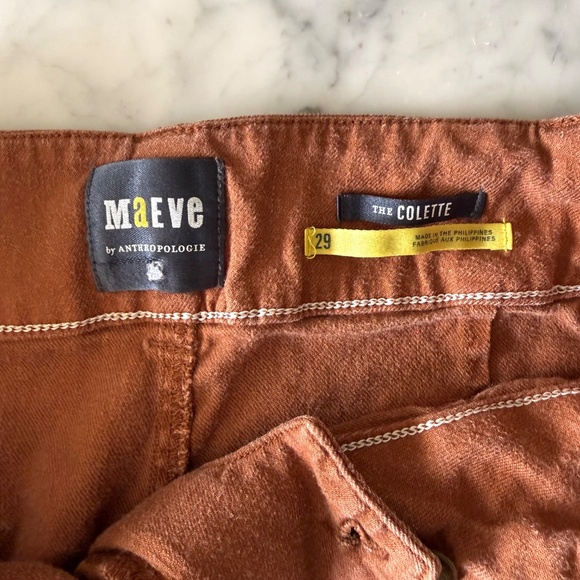 Maeve Anthropologie Colette Linen Cropped Pants Women’s 29 Brown Wide Leg Boho - Picture 7 of 10